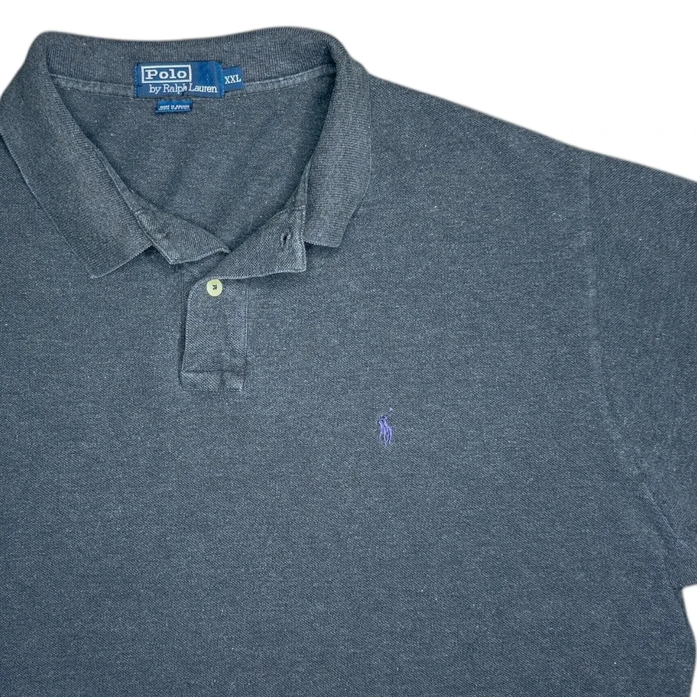 Polo Ralph Lauren Men's XXL Gray Short Sleeve Polo Shirt Purple Pony 100% Cotton